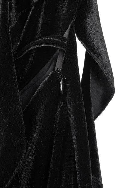 Nana Jacqueline Caroline Black Velvet Ruffle-Strap Mermaid Gown