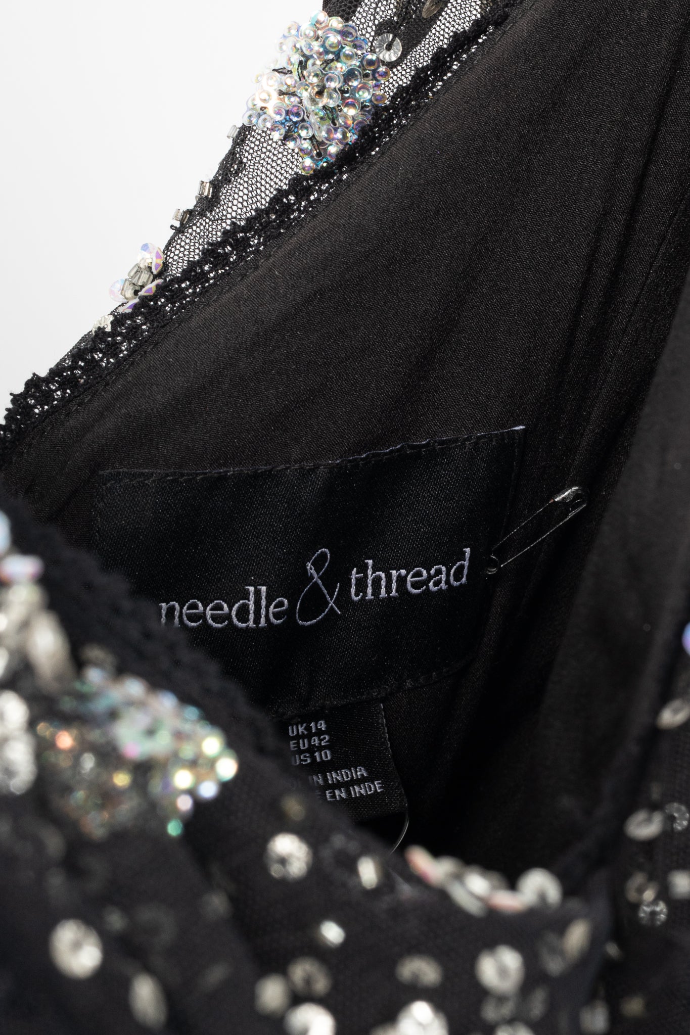 Needle & Thread Supernova Black Metallic Off-Shoulder Ruffle Embellished Tulle Mini Dress