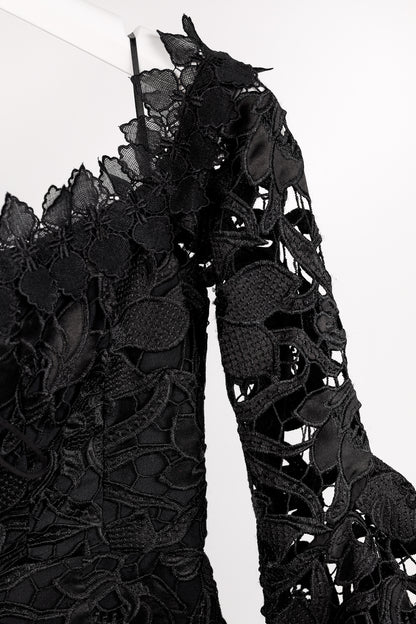 Nicholas Black Botanical Lace Lace-Up Off-Shoulder Cocktail Dress