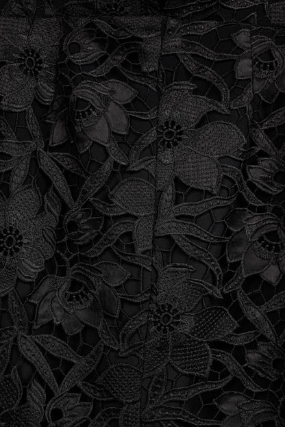 Nicholas Black Botanical Lace Lace-Up Off-Shoulder Cocktail Dress
