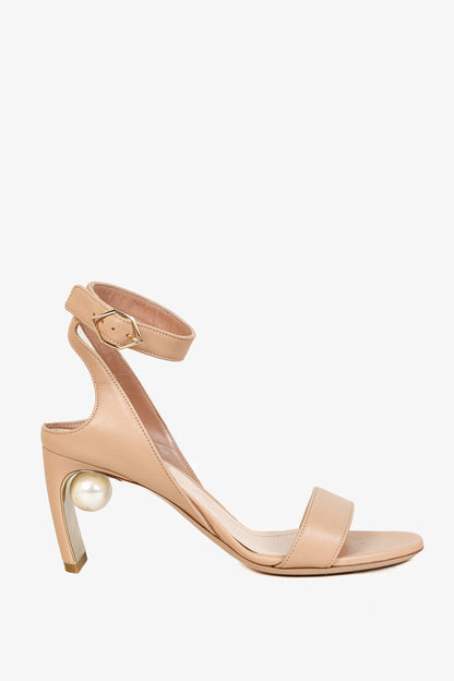 Nicholas Kirkwood Lola Basic Beige Nappa Leather Pearl Inset Sandals