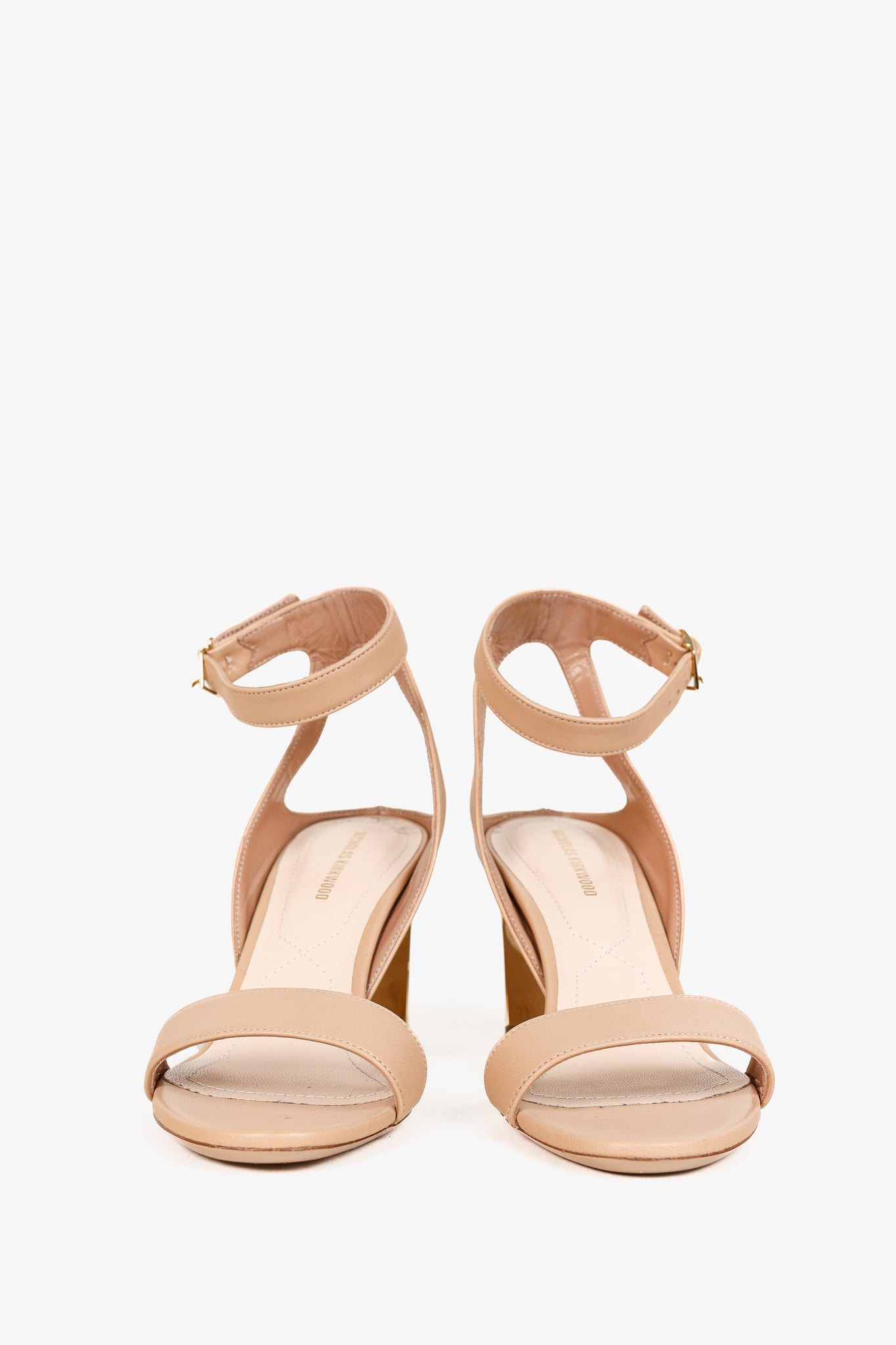 Nicholas Kirkwood Lola Basic Beige Nappa Leather Pearl Inset Sandals