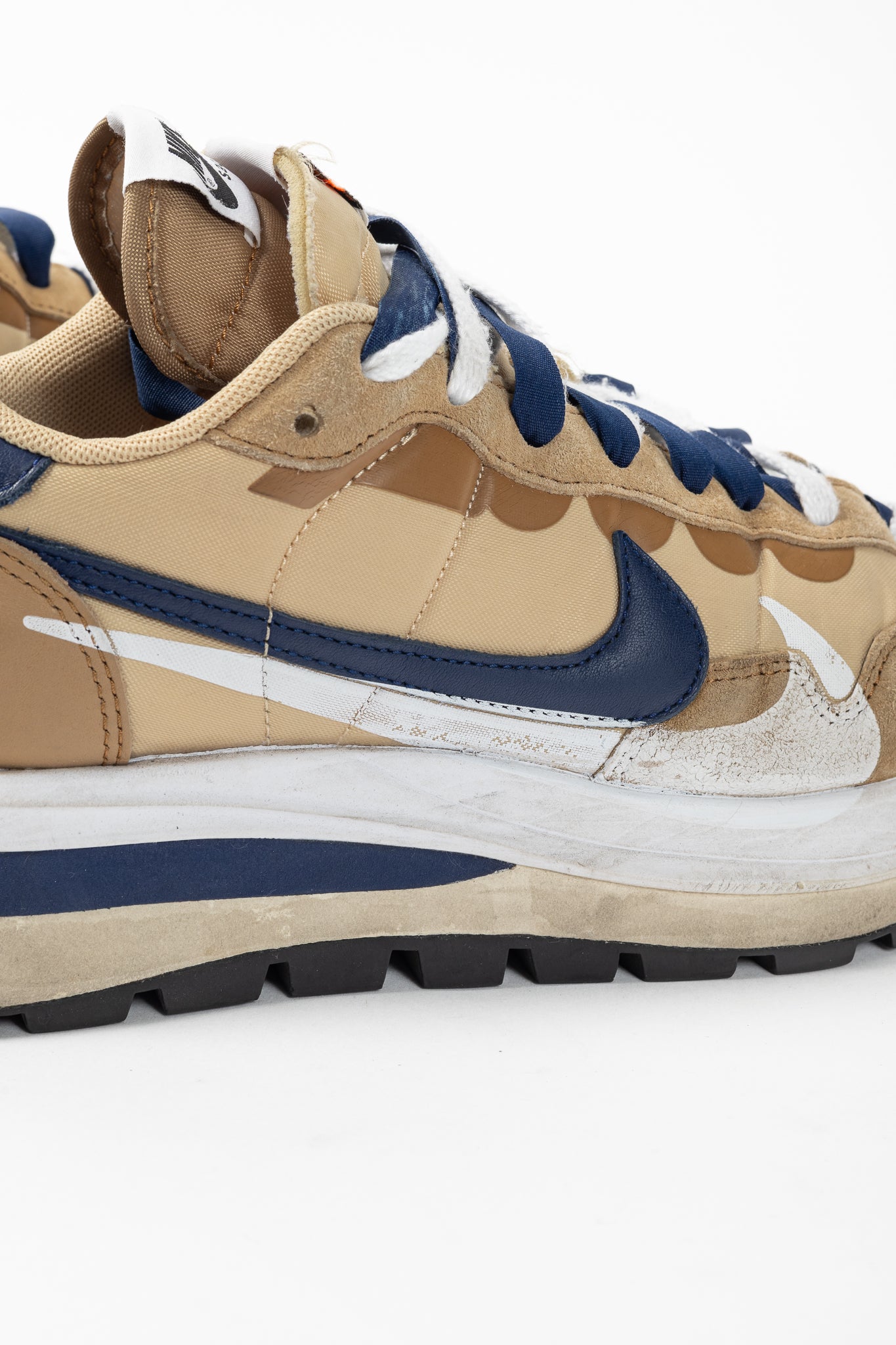 Nike x Sacai VaporWaffle Sesame, Blue-Void, & White Low-Top Sneakers