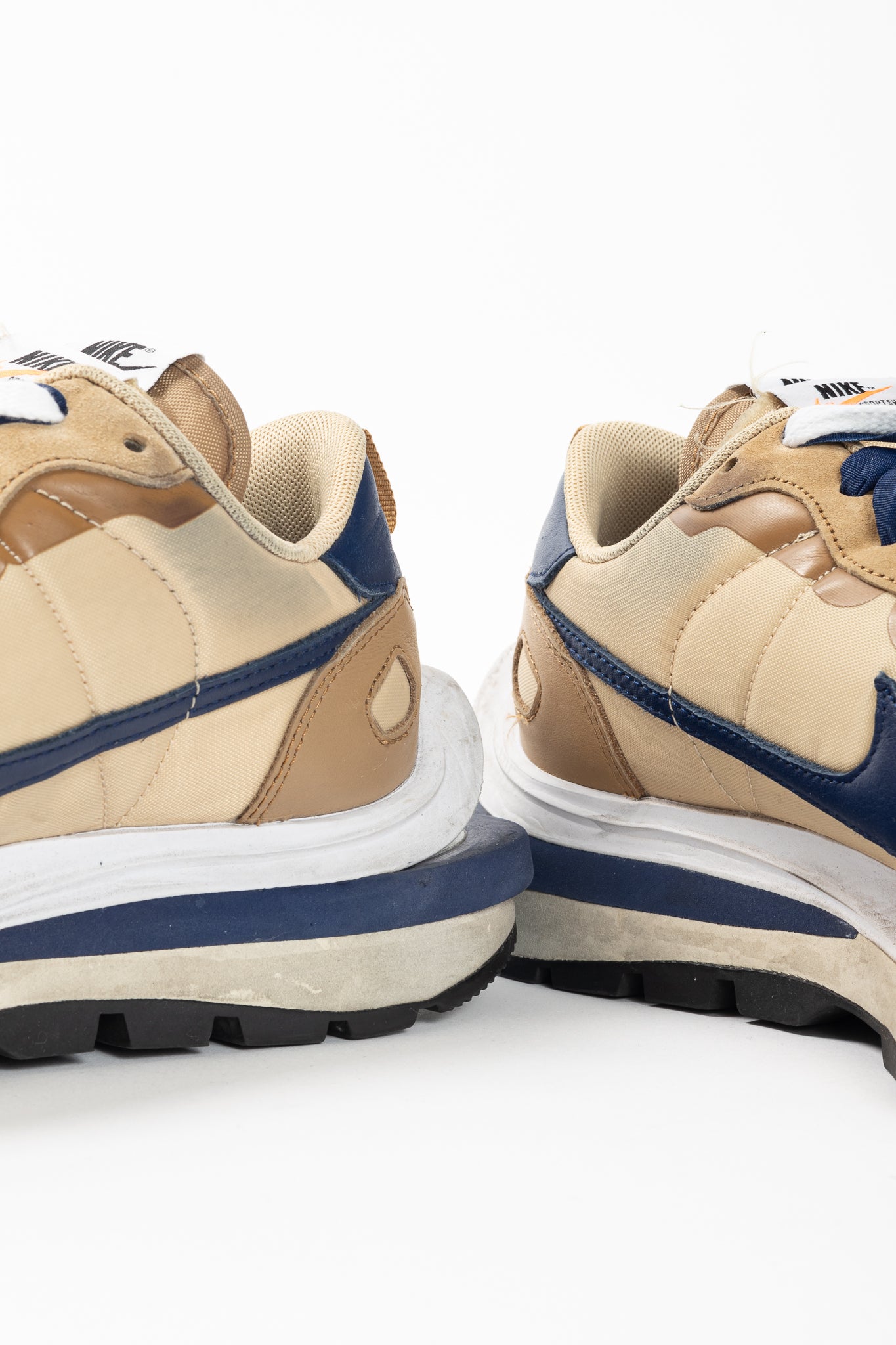 Nike x Sacai VaporWaffle Sesame, Blue-Void, & White Low-Top Sneakers