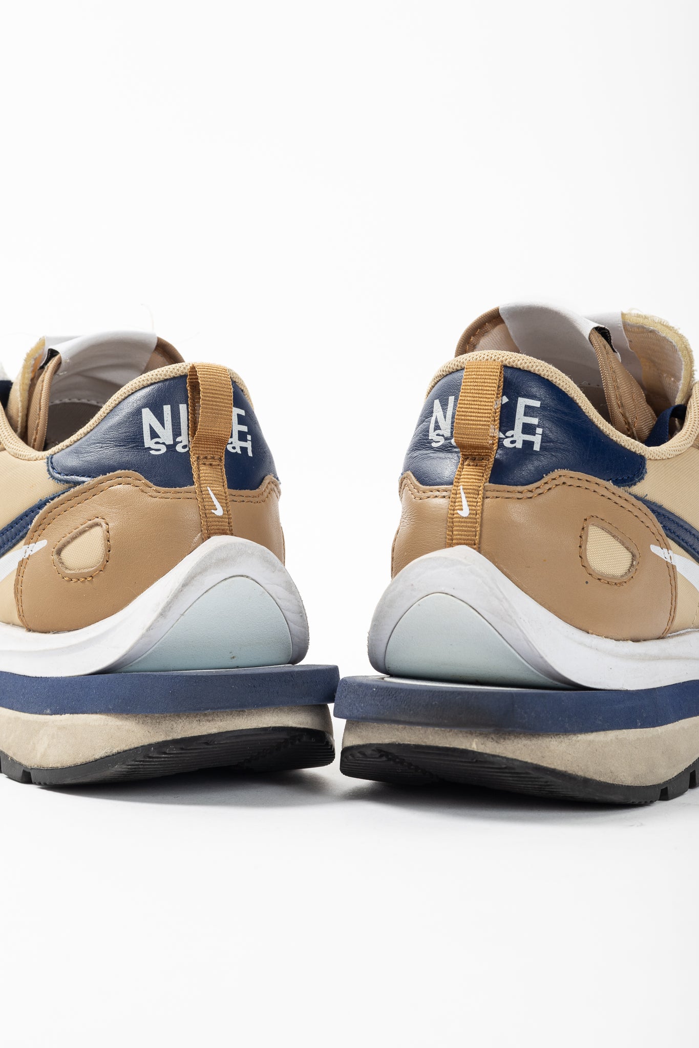 Nike x Sacai VaporWaffle Sesame, Blue-Void, & White Low-Top Sneakers