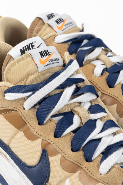 Nike x Sacai VaporWaffle Sesame, Blue-Void, & White Low-Top Sneakers