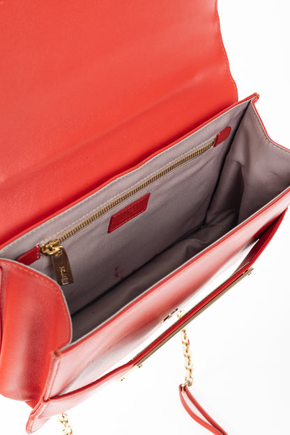 N21 Bad-Belle Red Leather Flap Shoulder Bag