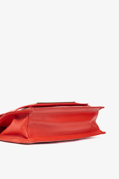 N21 Bad-Belle Red Leather Flap Shoulder Bag