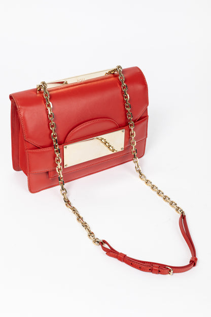 N21 Bad-Belle Red Leather Flap Shoulder Bag