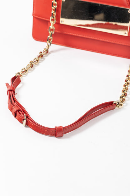 N21 Bad-Belle Red Leather Flap Shoulder Bag