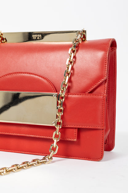 N21 Bad-Belle Red Leather Flap Shoulder Bag