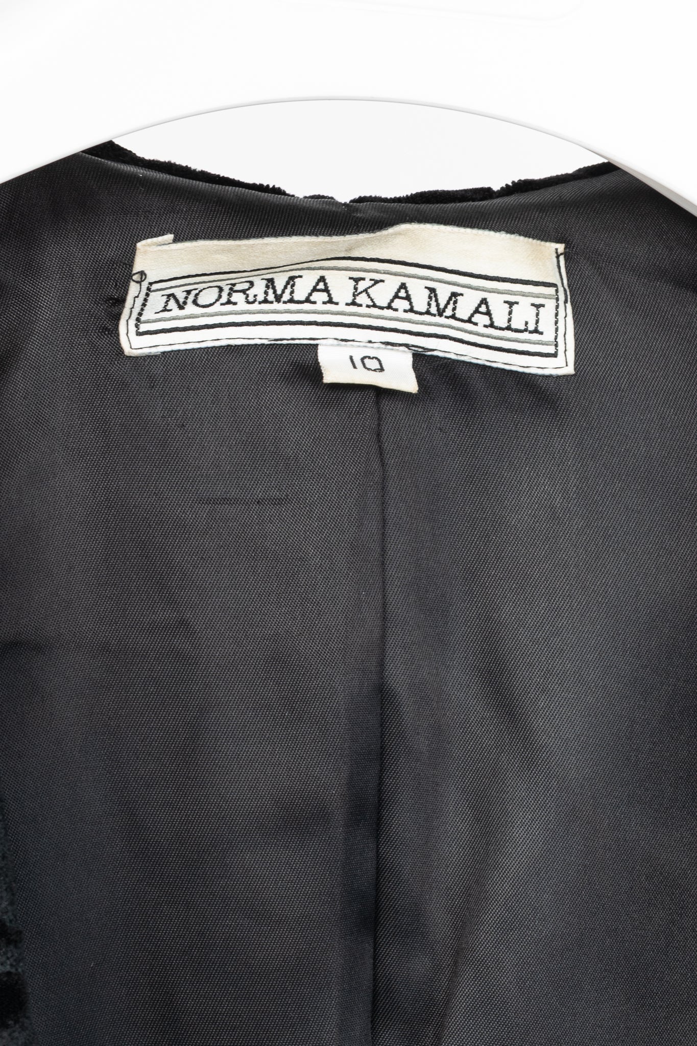 Norma Kamali Vintage 80's Black Velvet Squiggle Hooded Jacket