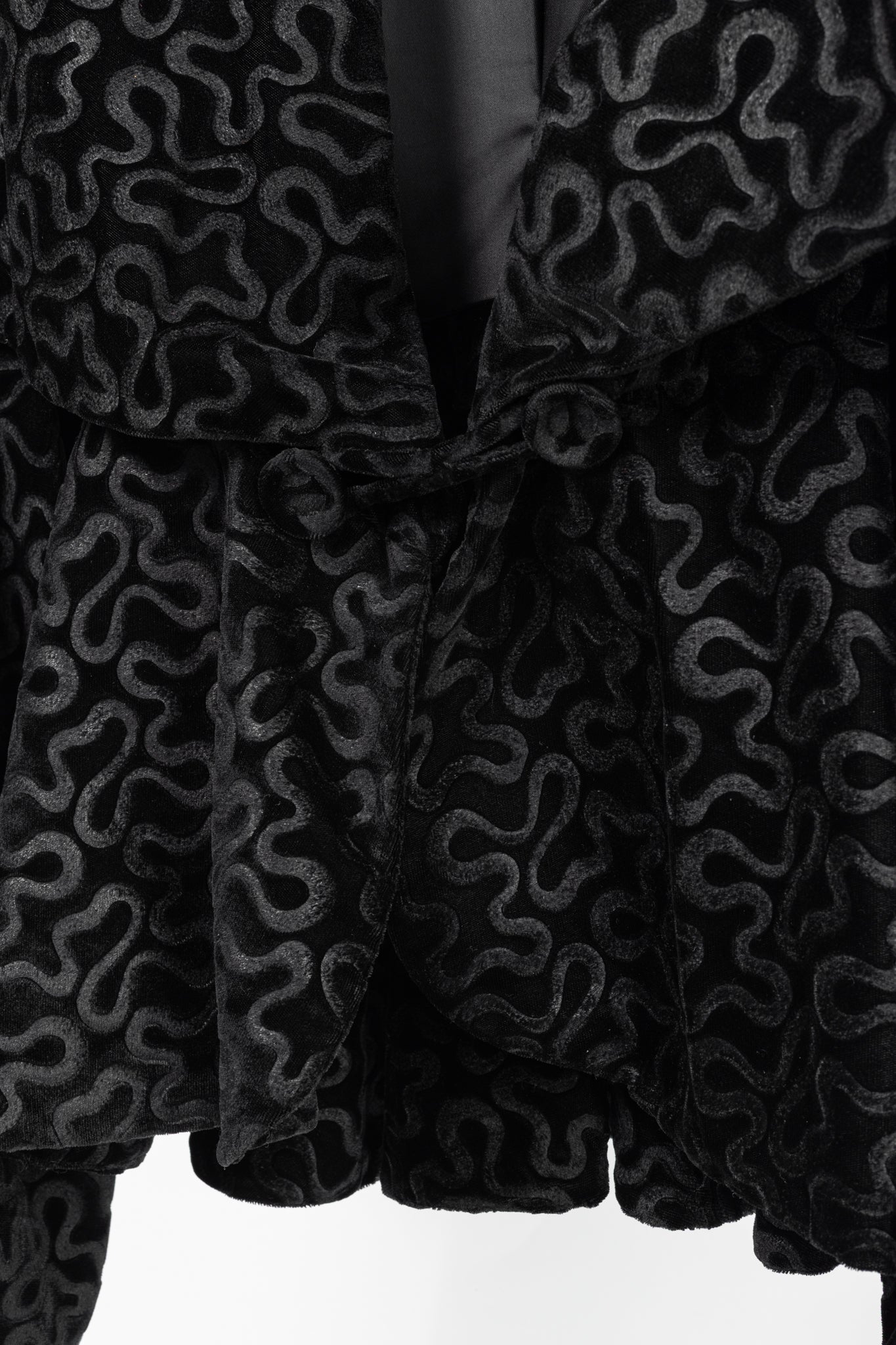 Norma Kamali Vintage 80's Black Velvet Squiggle Hooded Jacket