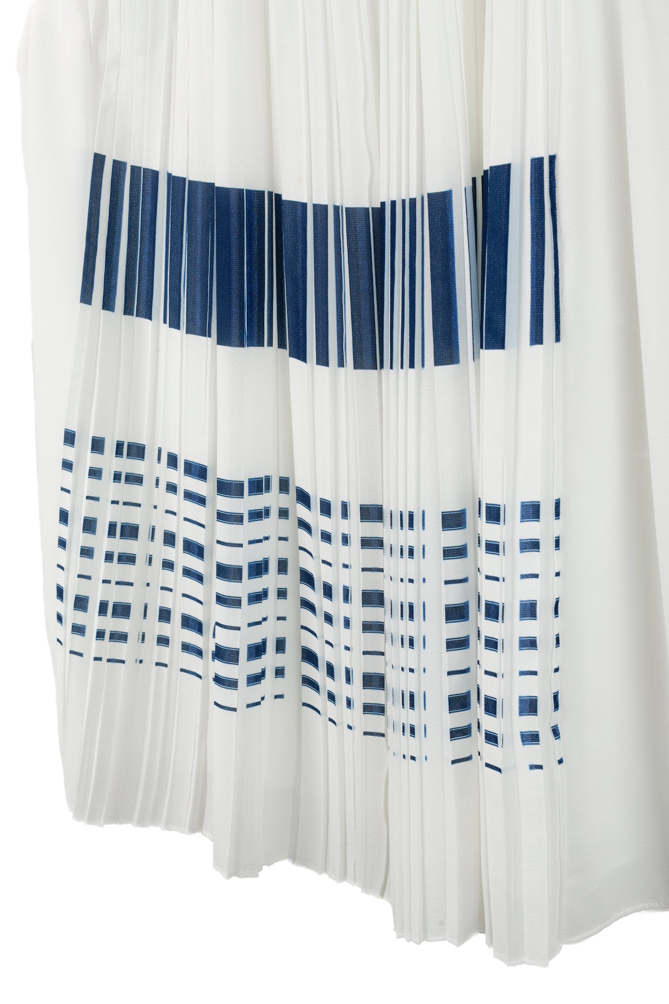 O’2nd White Pleated Blue-Striped Sleeveless Blouse