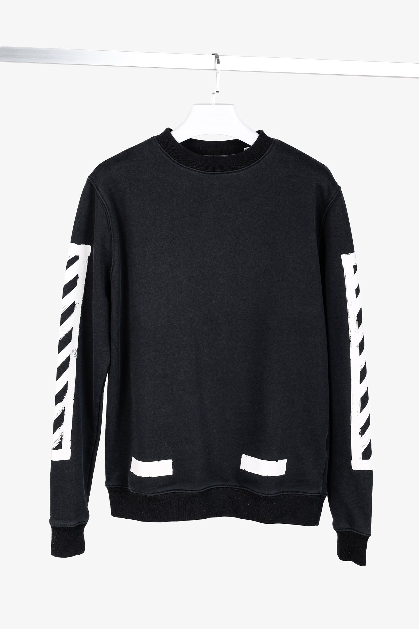Off-White Black & White Brushed Diagonals Crewneck Sweatshirt