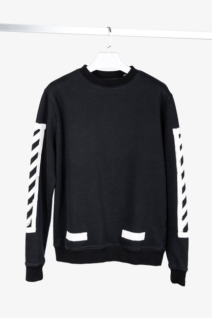 Off-White Black & White Brushed Diagonals Crewneck Sweatshirt