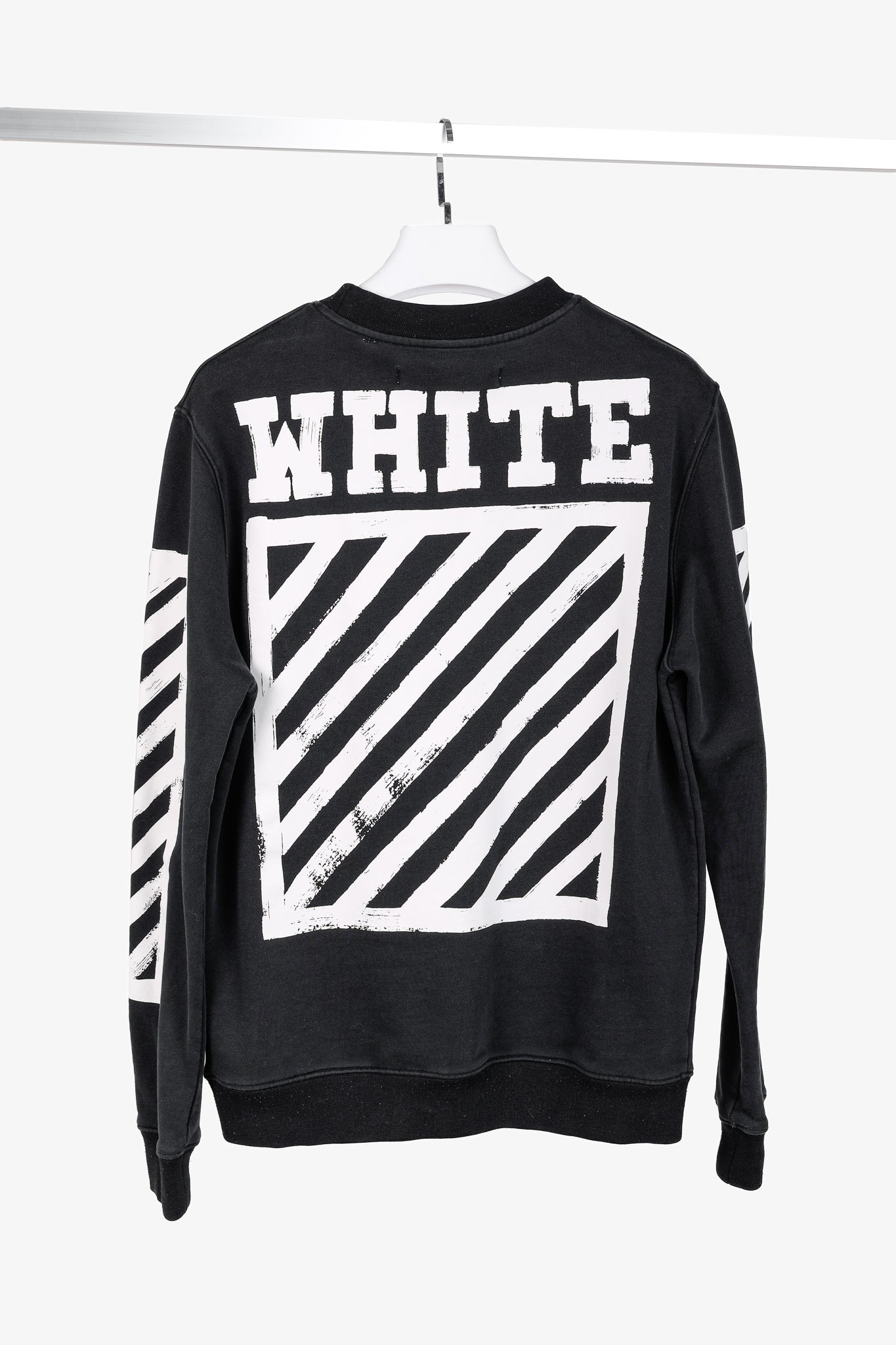 Off-White Black & White Brushed Diagonals Crewneck Sweatshirt
