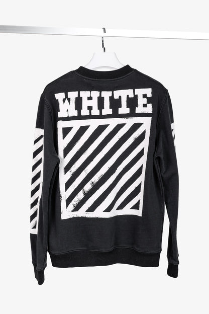 Off-White Black & White Brushed Diagonals Crewneck Sweatshirt