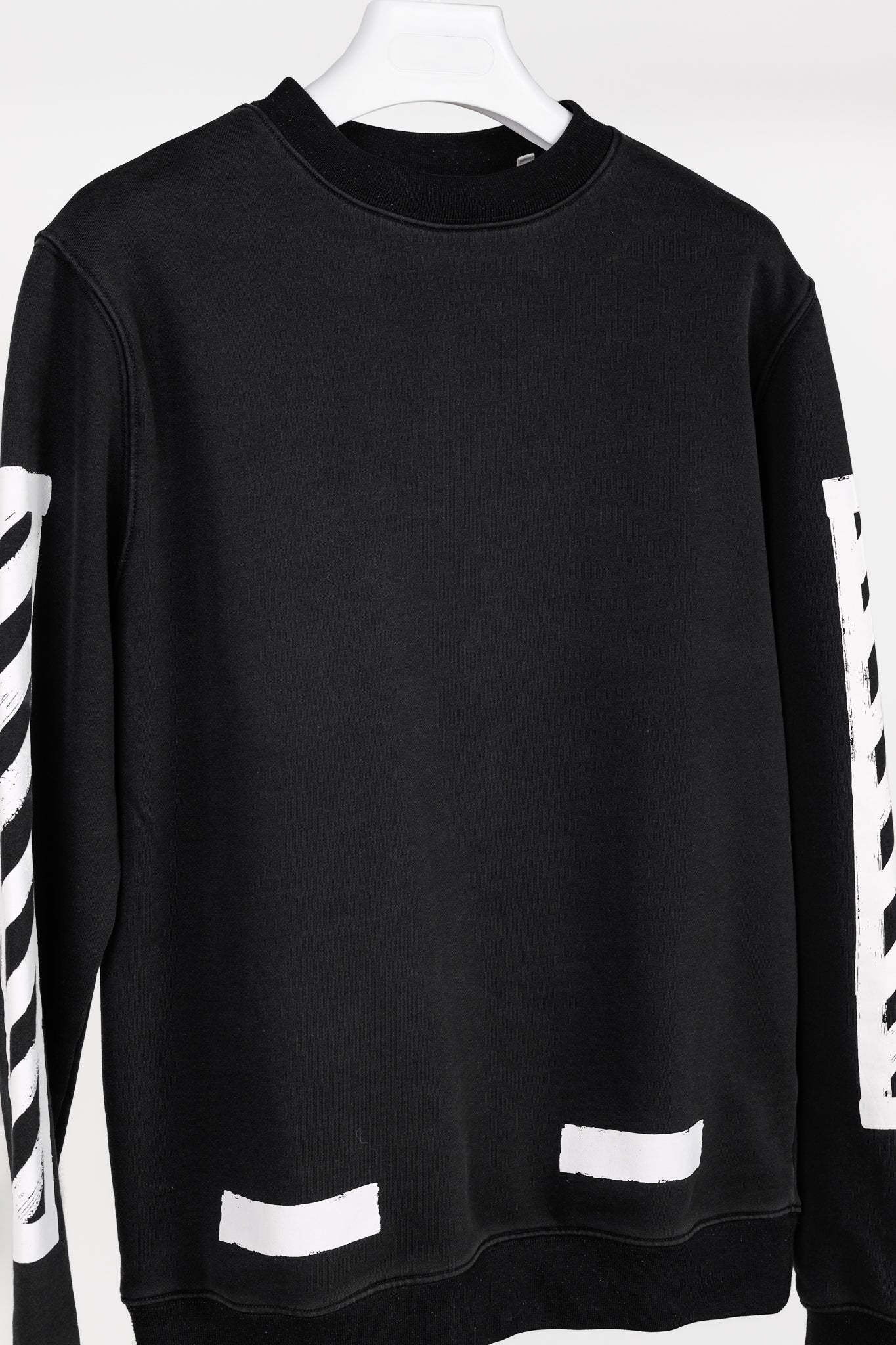 Off-White Black & White Brushed Diagonals Crewneck Sweatshirt
