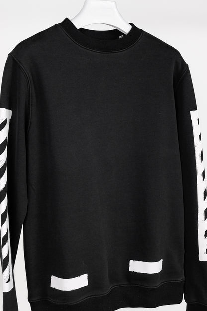 Off-White Black & White Brushed Diagonals Crewneck Sweatshirt