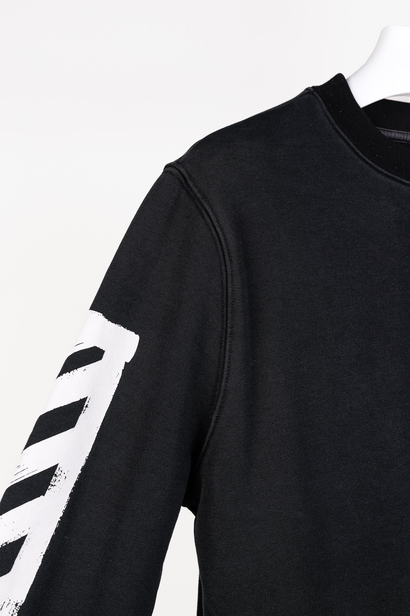 Off-White Black & White Brushed Diagonals Crewneck Sweatshirt