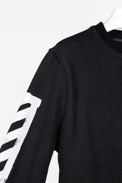 Off-White Black & White Brushed Diagonals Crewneck Sweatshirt