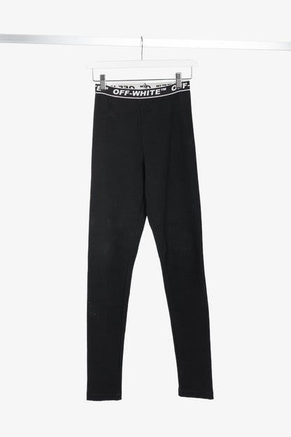 Off-White AW/18 Black Logo-Waistband Ribbed Leggings