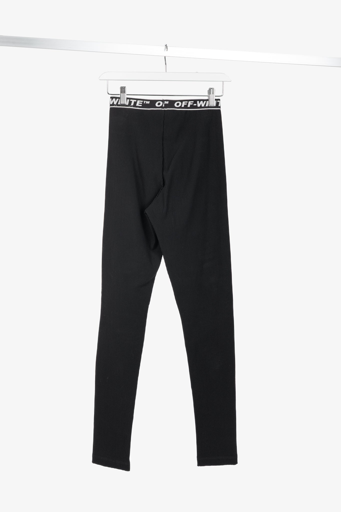 Off-White AW/18 Black Logo-Waistband Ribbed Leggings
