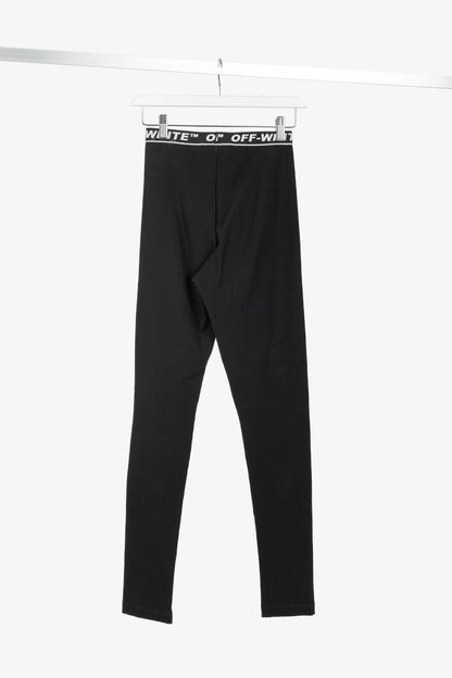 Off-White AW/18 Black Logo-Waistband Ribbed Leggings