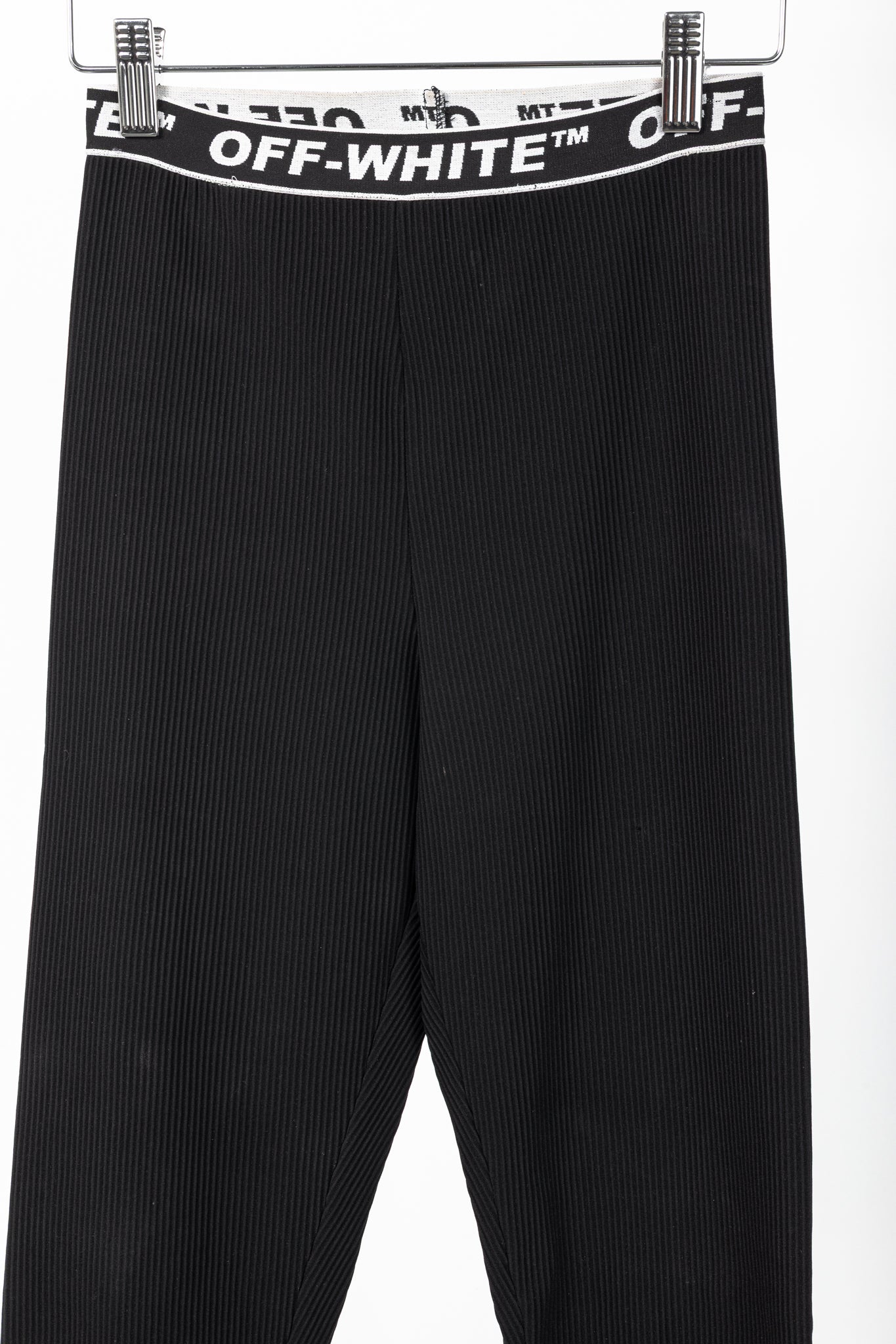 Off-White AW/18 Black Logo-Waistband Ribbed Leggings