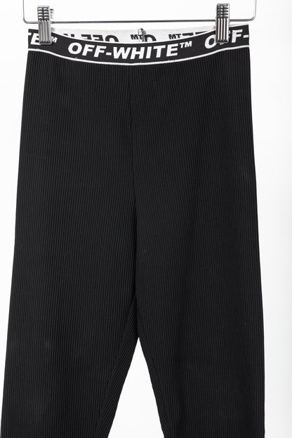 Off-White AW/18 Black Logo-Waistband Ribbed Leggings