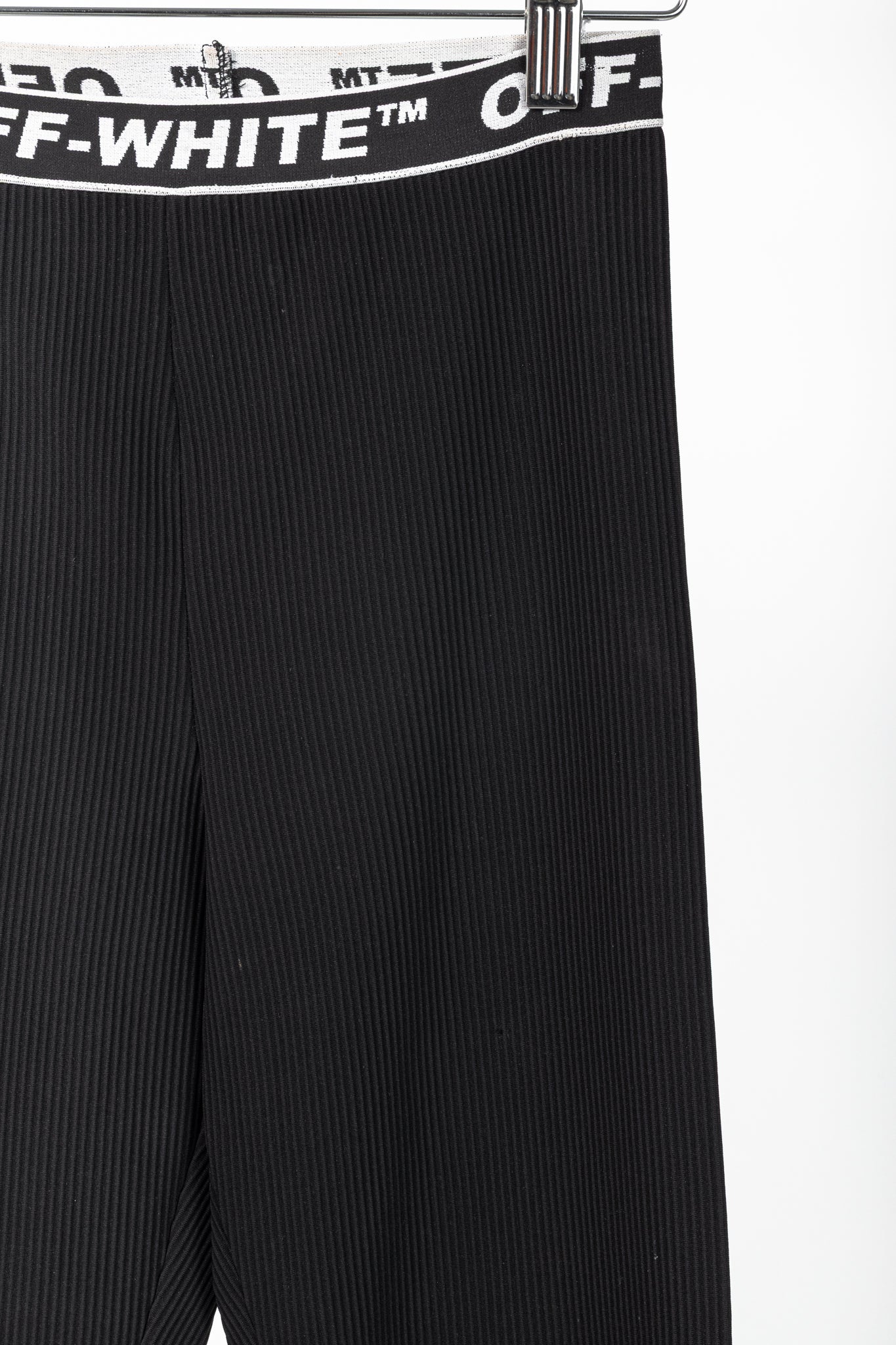 Off-White AW/18 Black Logo-Waistband Ribbed Leggings