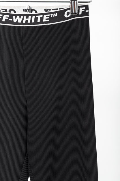 Off-White AW/18 Black Logo-Waistband Ribbed Leggings