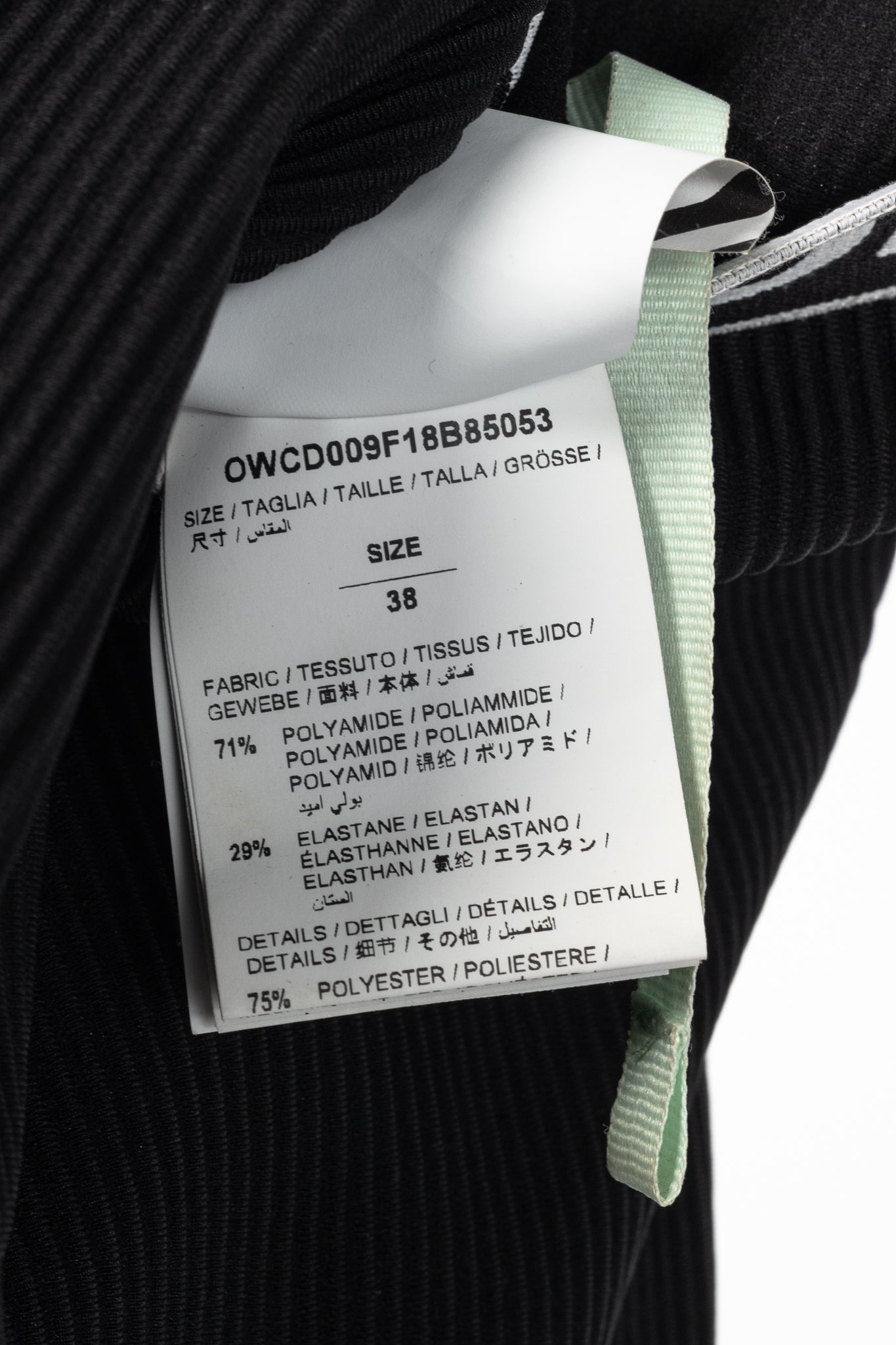 Off-White AW/18 Black Logo-Waistband Ribbed Leggings