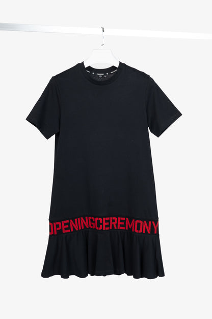 Opening Ceremony Black Cotton Flared-Hem Logo T-Shirt Dress