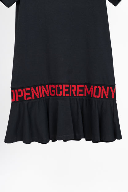 Opening Ceremony Black Cotton Flared-Hem Logo T-Shirt Dress