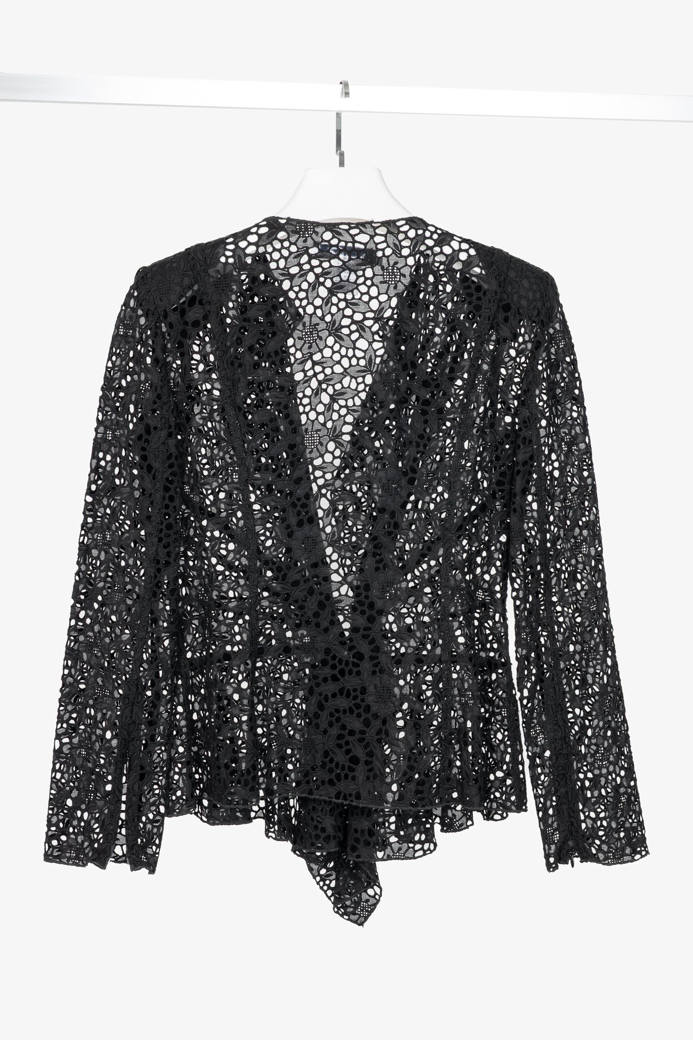 Oscar de la Renta SS12 Runway Black Eyelet-Lace Ruffle Jacket