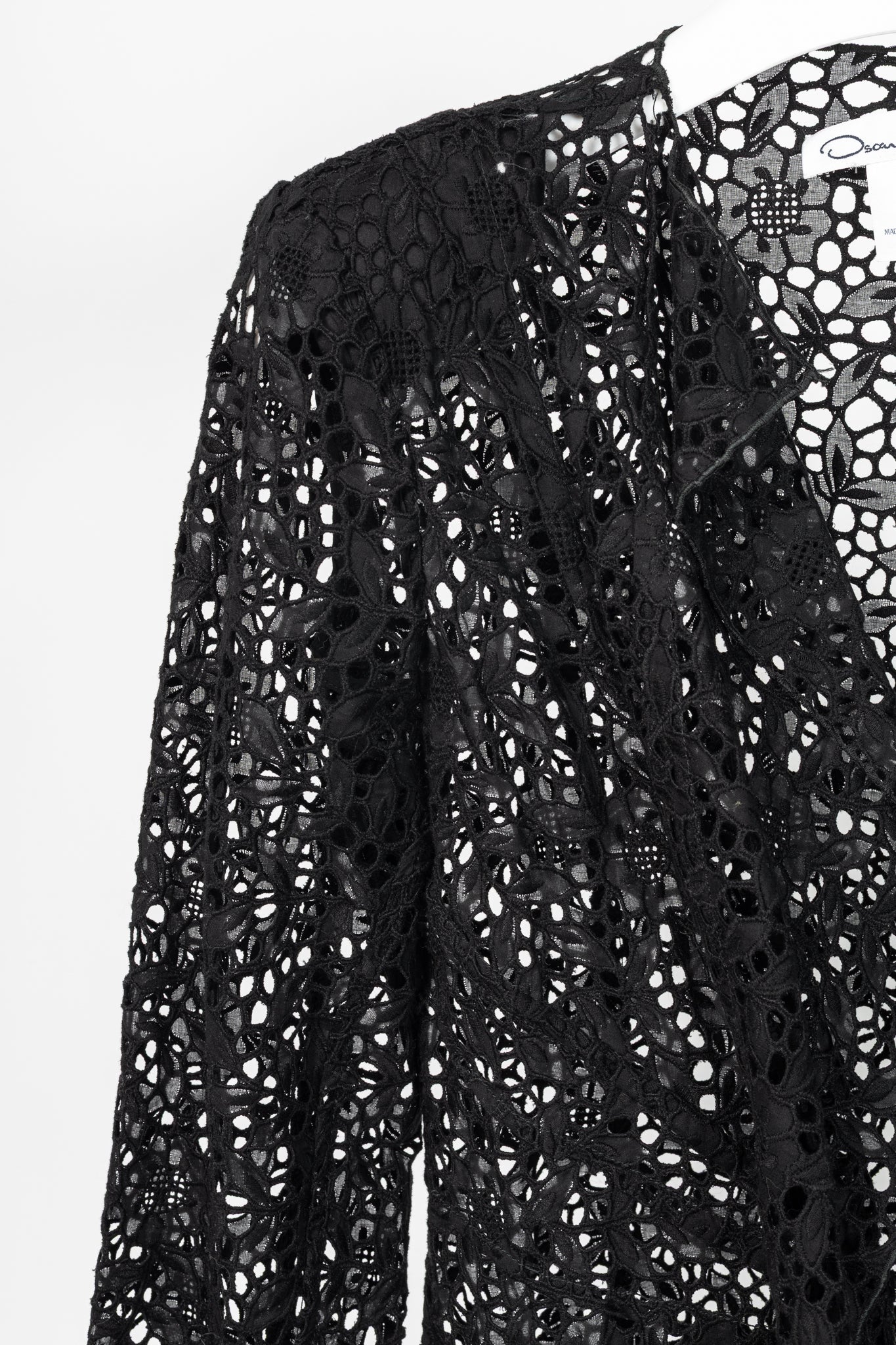 Oscar de la Renta SS12 Runway Black Eyelet-Lace Ruffle Jacket