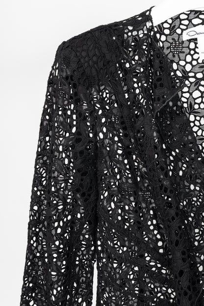 Oscar de la Renta SS12 Runway Black Eyelet-Lace Ruffle Jacket