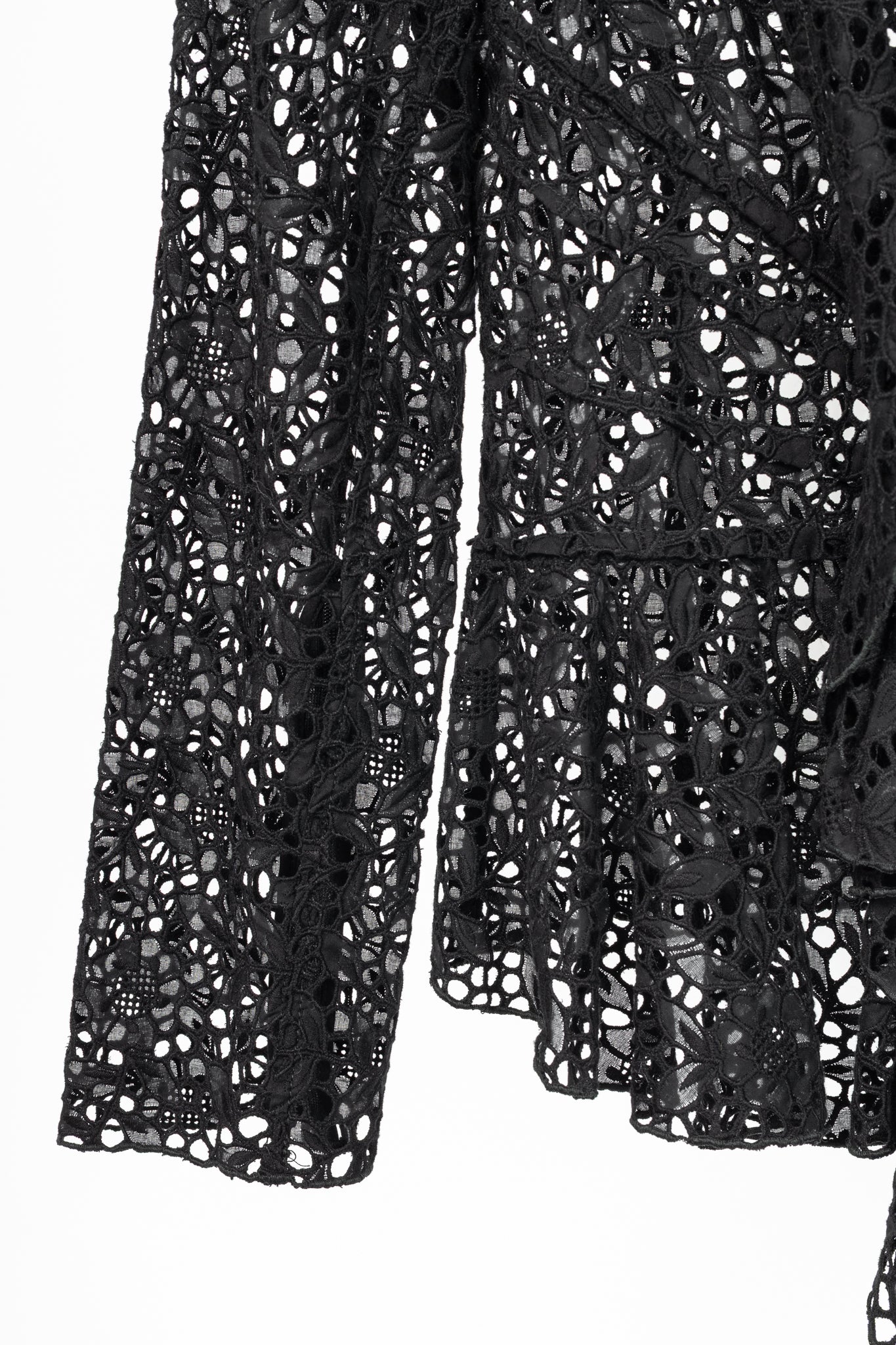 Oscar de la Renta SS12 Runway Black Eyelet-Lace Ruffle Jacket