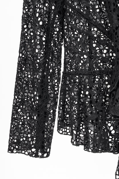 Oscar de la Renta SS12 Runway Black Eyelet-Lace Ruffle Jacket