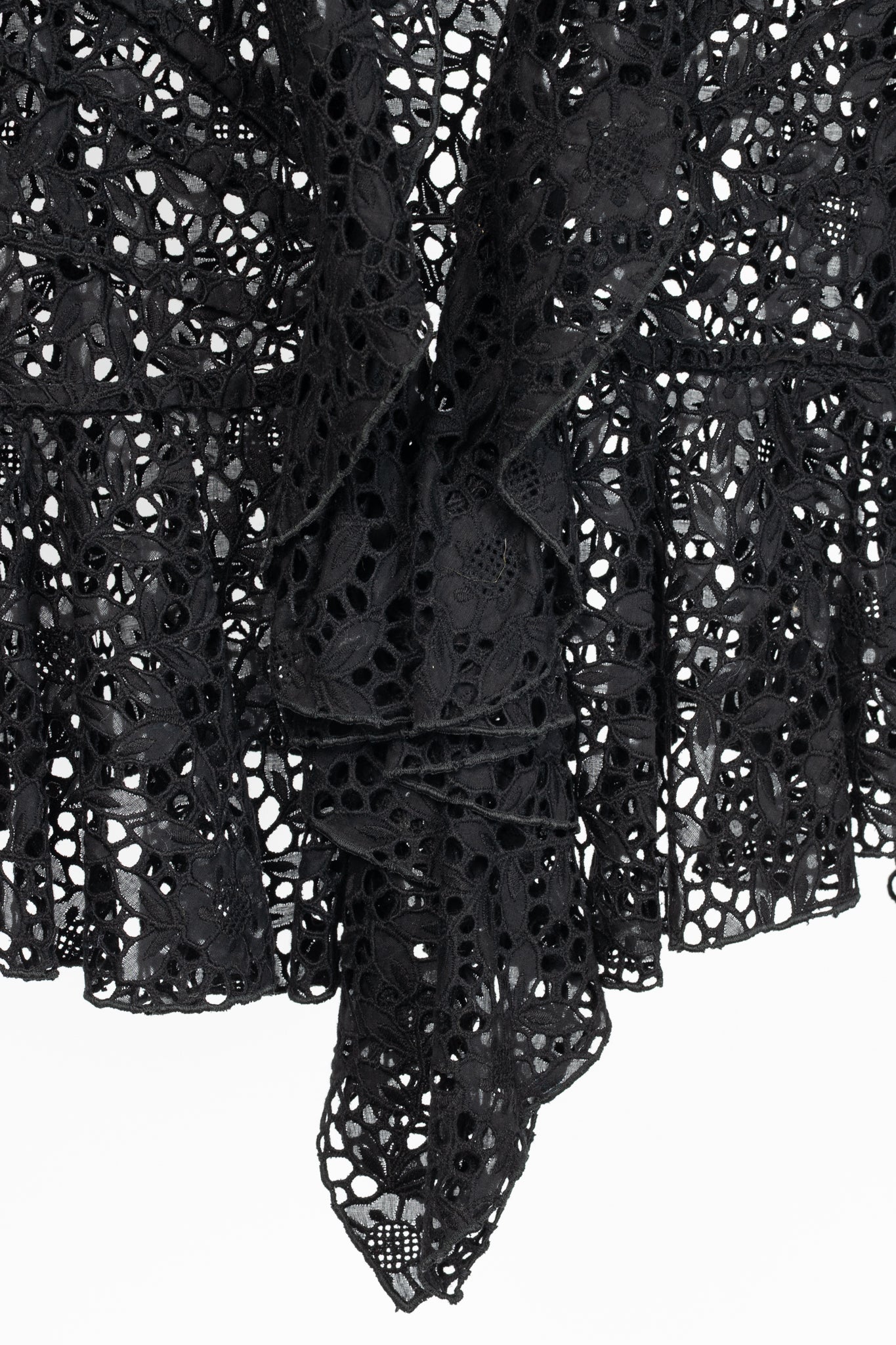 Oscar de la Renta SS12 Runway Black Eyelet-Lace Ruffle Jacket