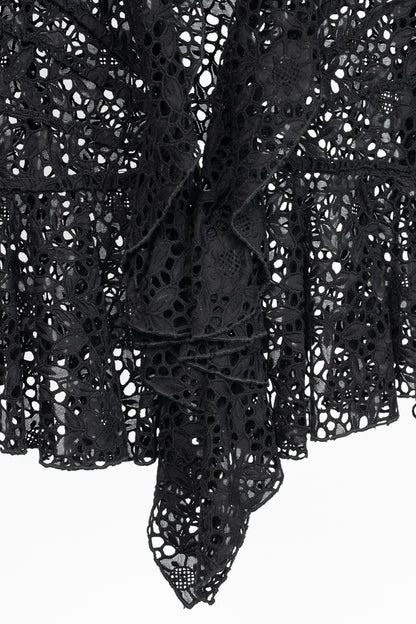Oscar de la Renta SS12 Runway Black Eyelet-Lace Ruffle Jacket