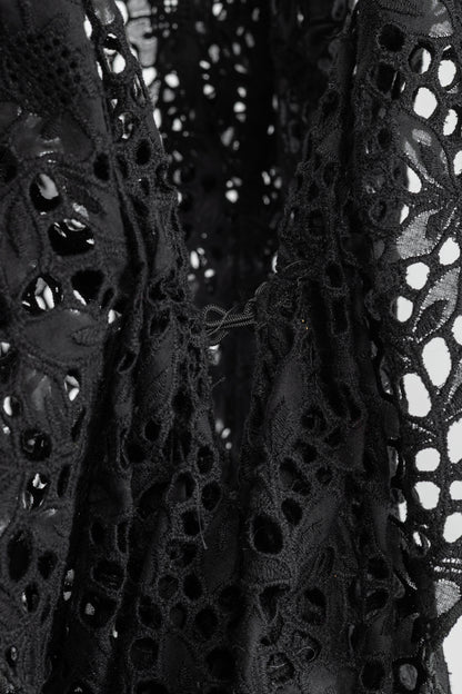 Oscar de la Renta SS12 Runway Black Eyelet-Lace Ruffle Jacket