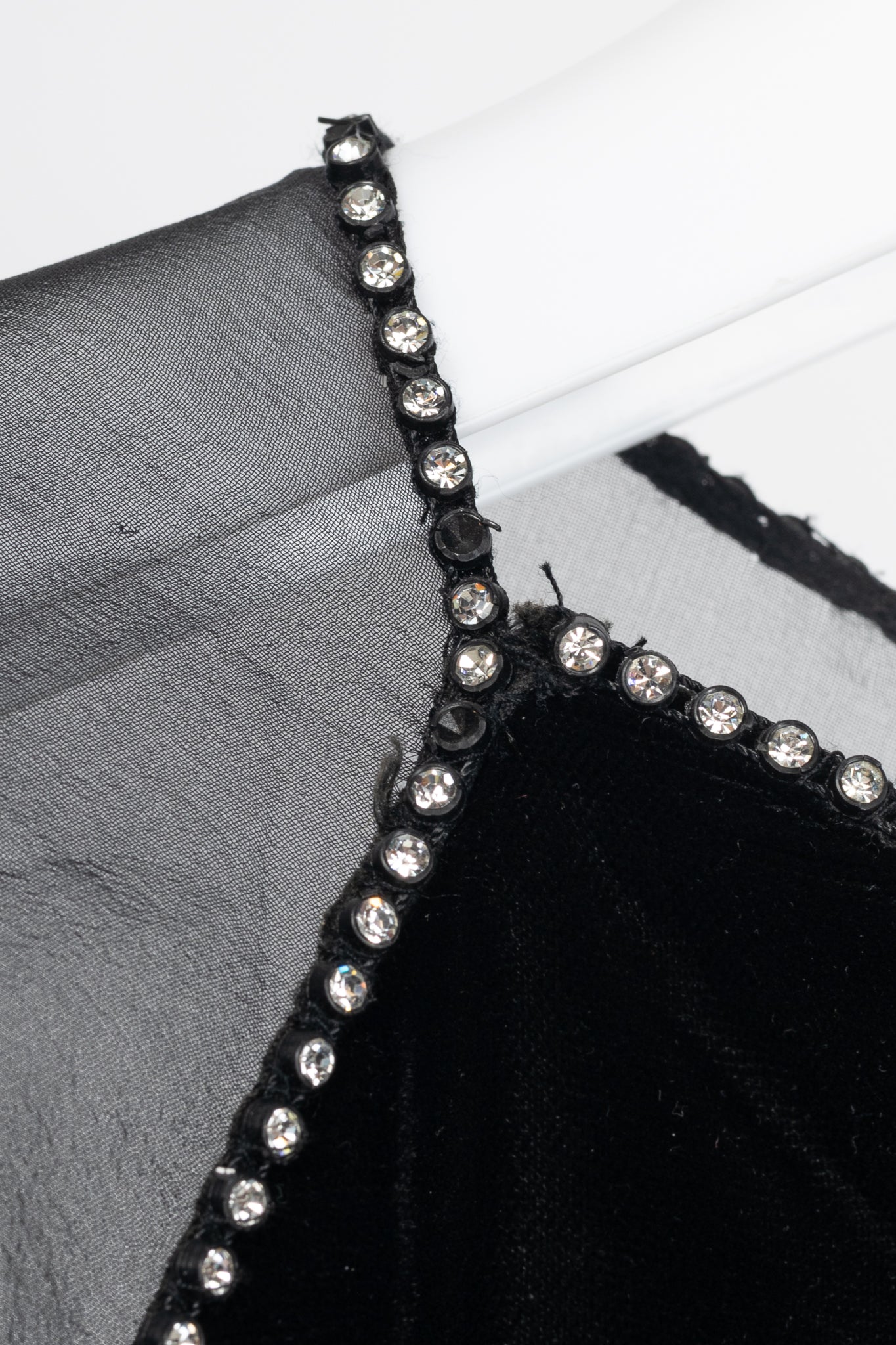 Oscar de la Renta Studio Black Velvet Rhinestone-Trim Gown