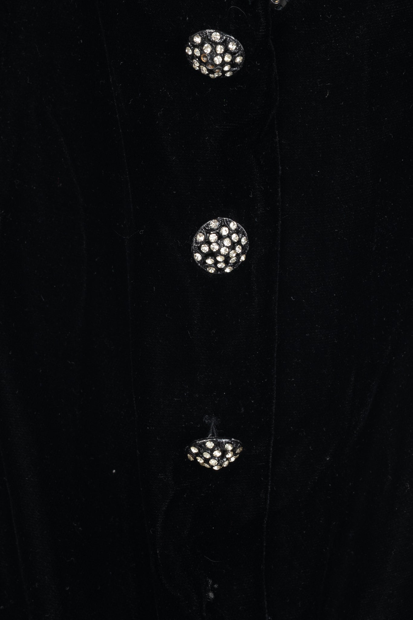 Oscar de la Renta Studio Black Velvet Rhinestone-Trim Gown
