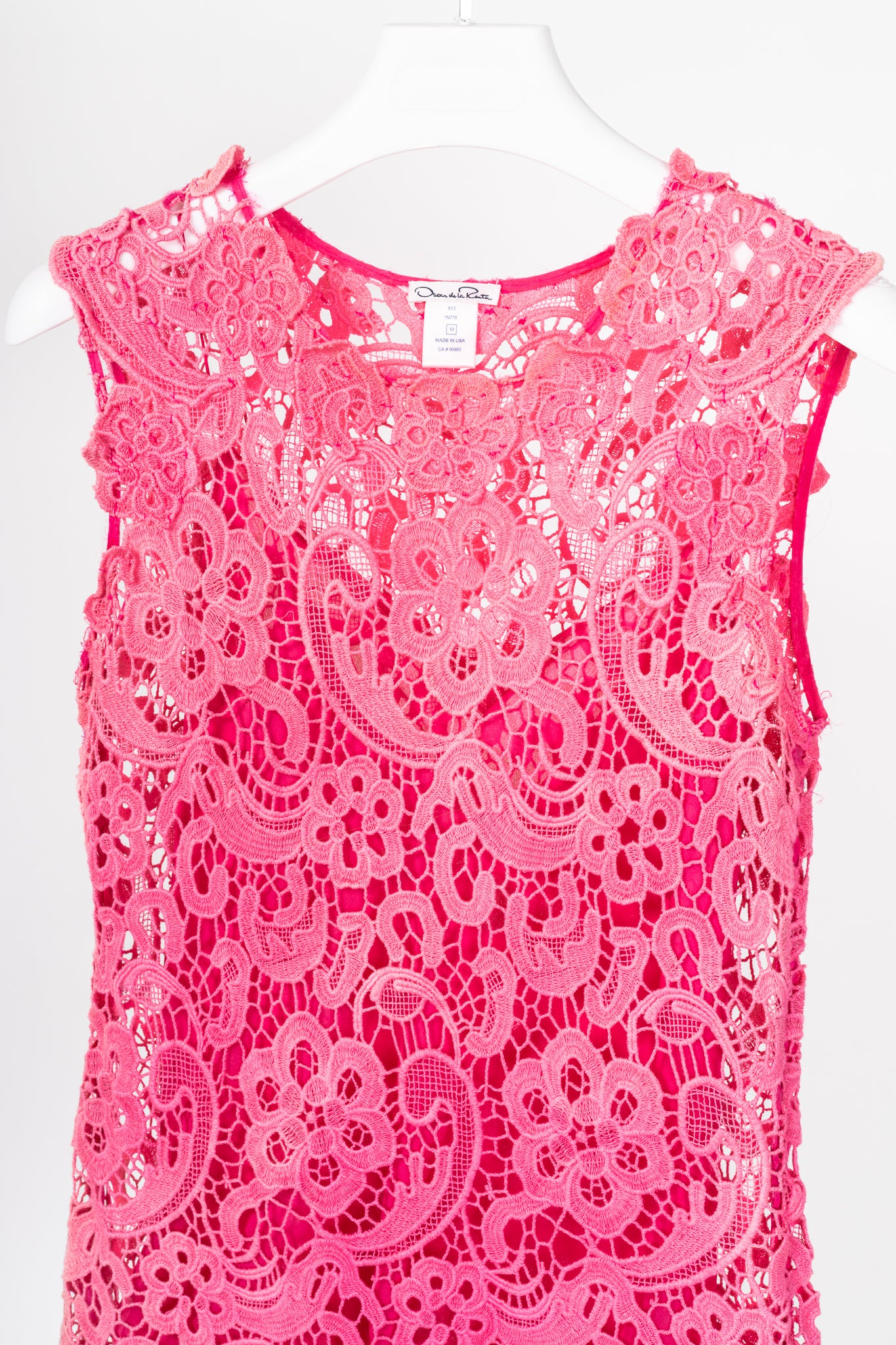 Oscar de la Renta SS13 Runway Pink Cotton Crochet-Lace Top