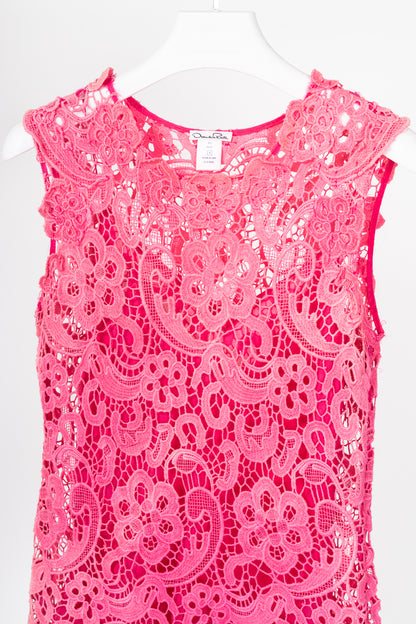 Oscar de la Renta SS13 Runway Pink Cotton Crochet-Lace Top