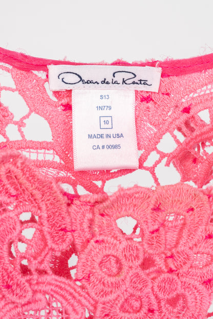 Oscar de la Renta SS13 Runway Pink Cotton Crochet-Lace Top