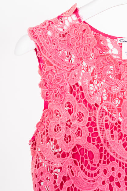 Oscar de la Renta SS13 Runway Pink Cotton Crochet-Lace Top